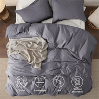 Washed Cotton Duvet Cover Set — 3-Piece, 16 Colours, 12 Sizes