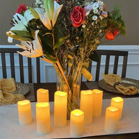 Flameless LED Pillar Candles — Warm Flicker | Set of 1–10 | Wedding & Events