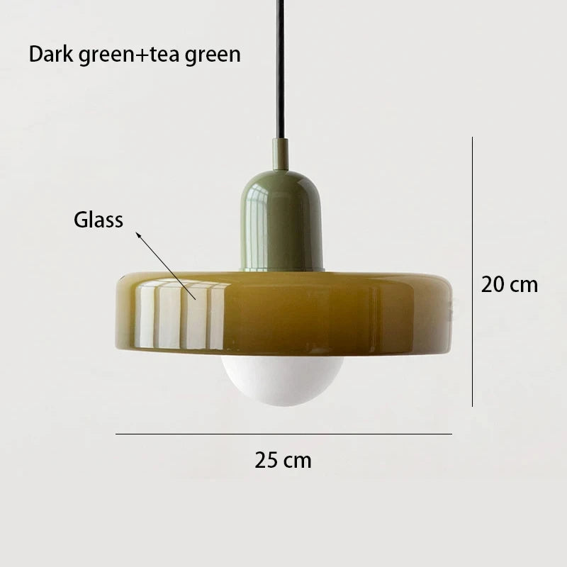 Bauhaus Glass Pendant Chandelier — Hand-Blown Shade