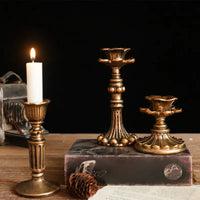 Vintage Tapered Candle Holder | Antique Bronze Resin | Wedding & Home Decor