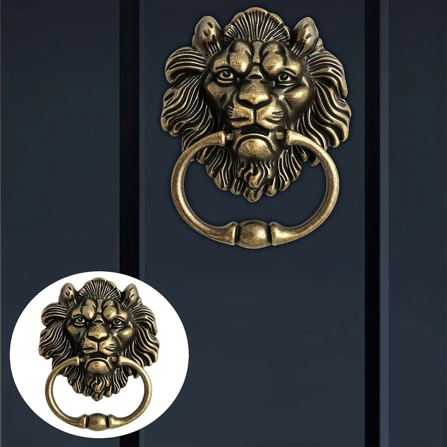 Antique Bronze Lion Head Door Knocker — 6.3"