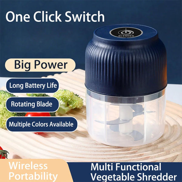 Mini Electric Food Chopper — 250ml, USB Rechargeable, 3-Blade, Wireless
