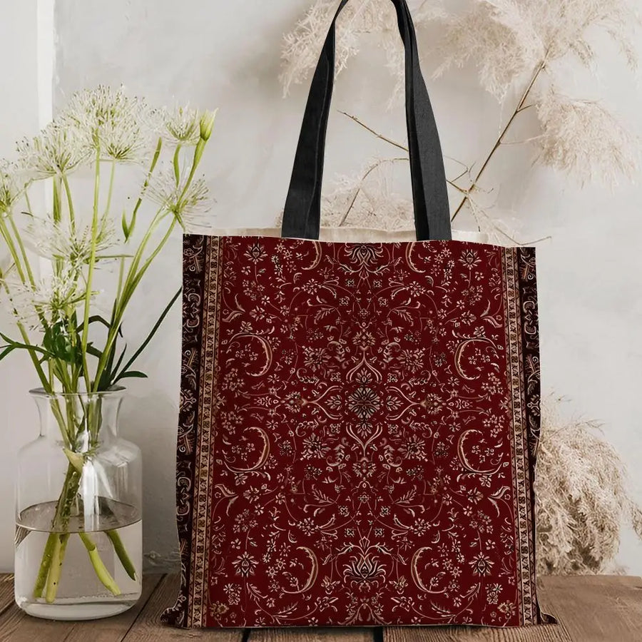 Oriental Pattern Canvas Tote Bag — Eco-Friendly | Large Capacity | 6 Prints | 4 Sizes