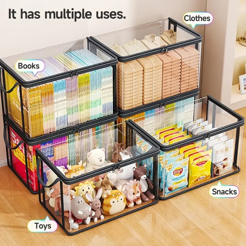 Clear flip-top storage box