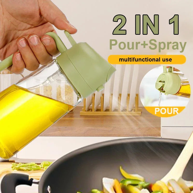 2-in-1 Oil Spray & Pour Dispenser Bottle | Refillable | 200ml, 300ml & 500ml