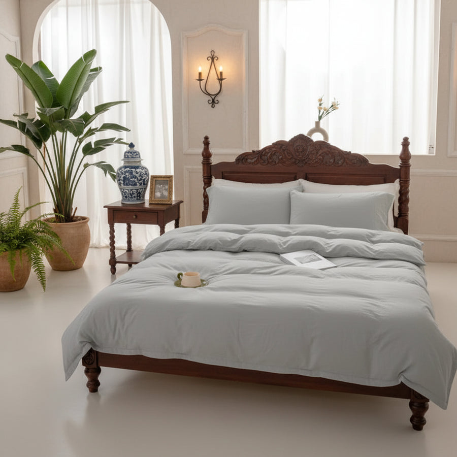 Washed Cotton Duvet Cover Set — 3-Piece, 16 Colours, 12 Sizes