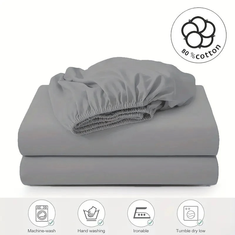 Washed cotton fitted sheet