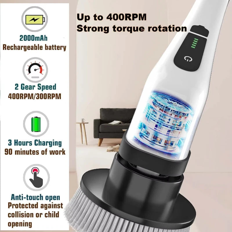 9-in-1 Cordless Electric Spin Scrubber | Kitchen & Bathroom Cleaning Brush
