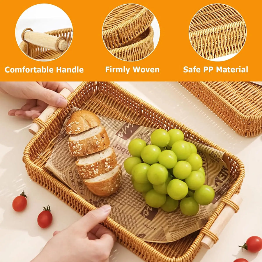 Wicker Rectangular Serving Tray