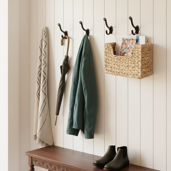 Woven Wall Hanging Magazine Rack & Storage Basket | Boho Rattan Home Decor