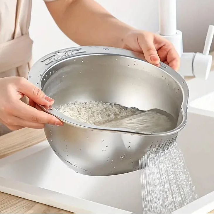 Rice Washer Strainer Bowl | Stainless Steel