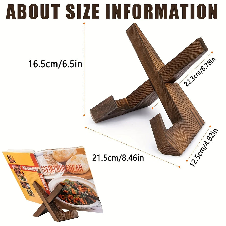 Rustic Wooden Cookbook Stand — Kitchen Counter Recipe Holder | Heritage Grain