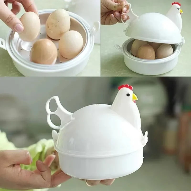 Chicken-shaped microwave egg cooker