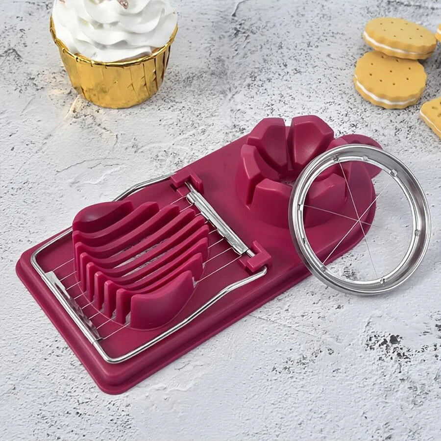 2-in-1 Egg Slicer & Cutter — Stainless Steel Wire, PP Base