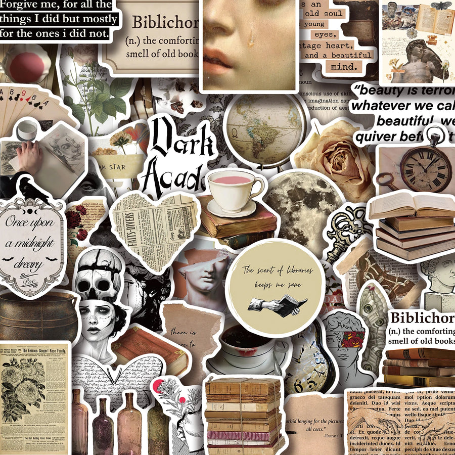 Dark academia sticker pack — 50 waterproof decals