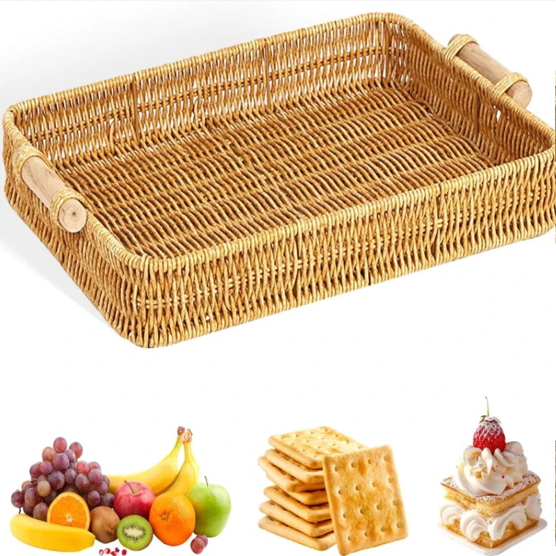 Wicker Rectangular Serving Tray