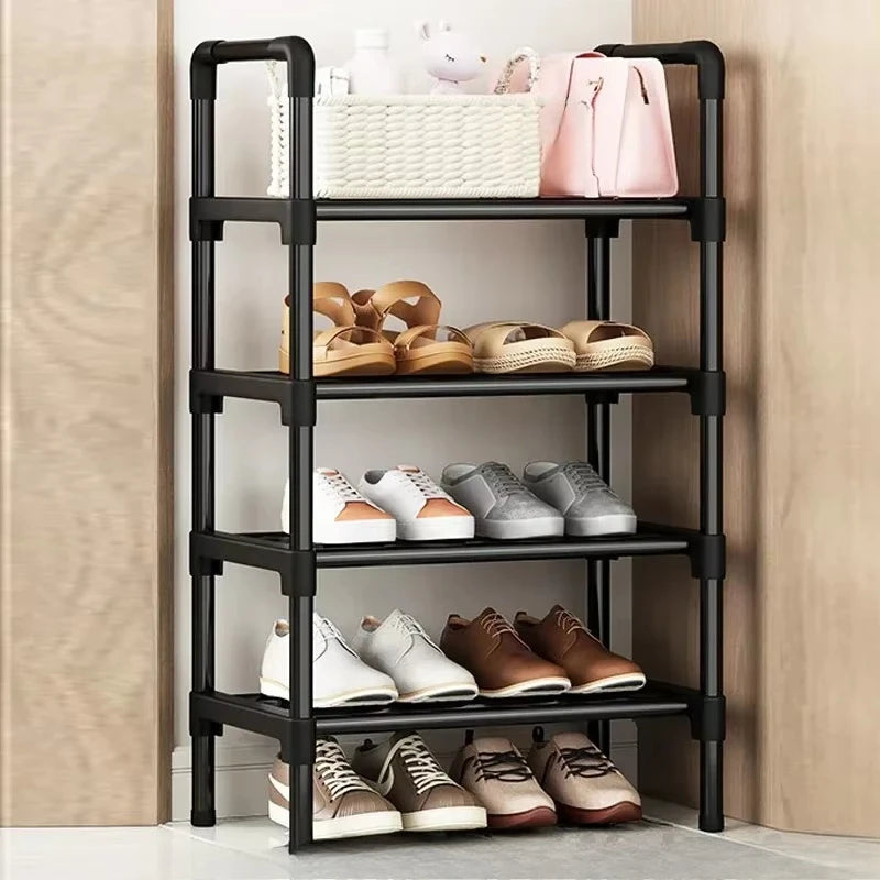 Black elevated shoe rack