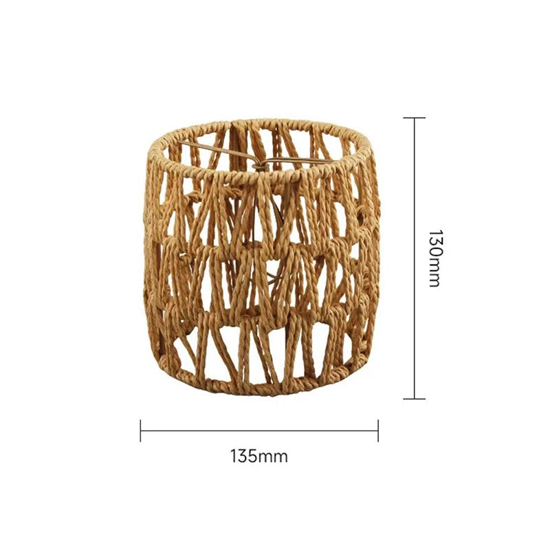 Handmade Woven Rope Lampshade — Rustic Vintage Iron Frame | 7 Styles | Bedroom, Living Room & Hotel