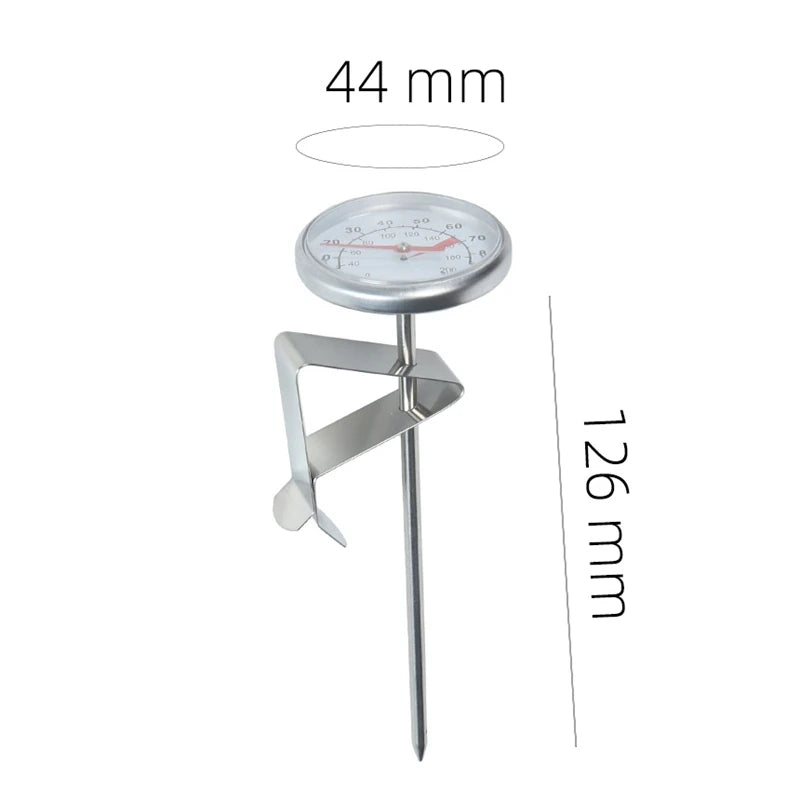 Stainless Steel Dial Thermometer for Milk & Coffee | 0–100°C | Barista Tool