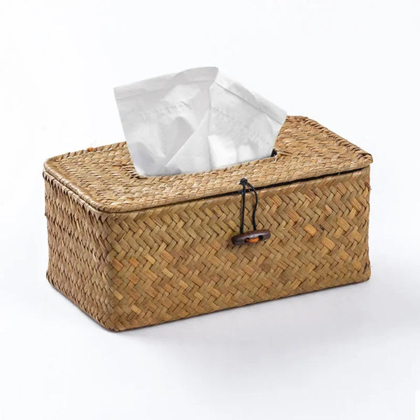 Handmade rattan tissue box cover