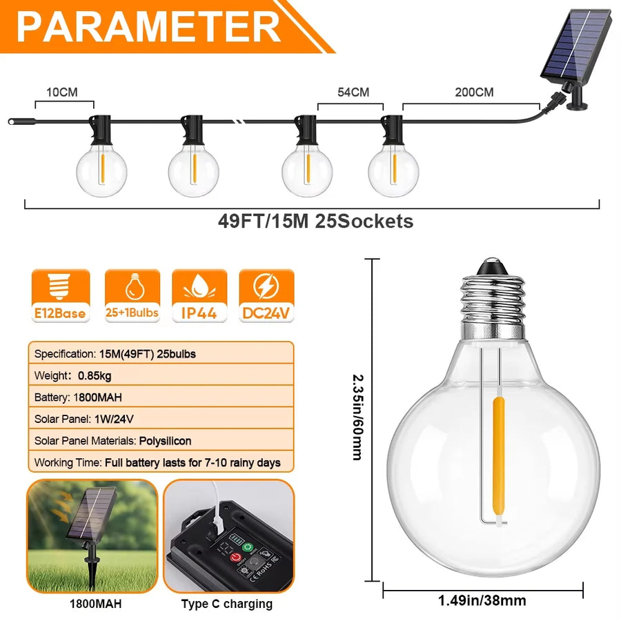 G40 Outdoor Solar String Lights