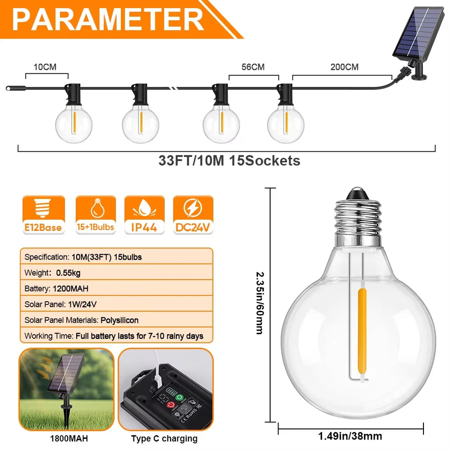 G40 Outdoor Solar String Lights