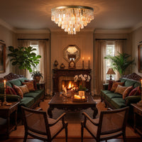 Luxury Crystal & Shell Chandelier — LED | Dimmable | 2 Sizes | Coffee or Gold Frame