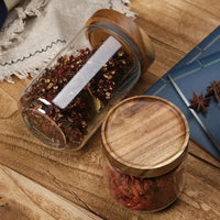 Glass canister with wooden lid