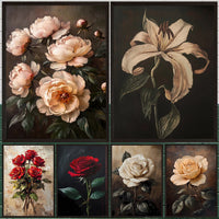 Dark moody floral rose canvas print
