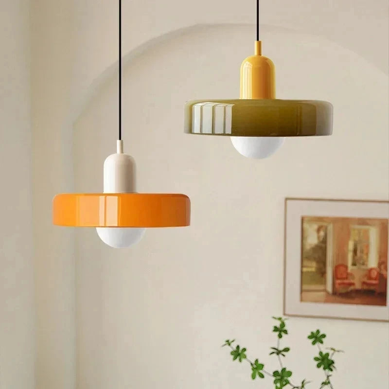 Bauhaus Glass Pendant Chandelier — Hand-Blown Shade