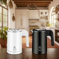 Compact Travel Electric Kettle 0.8L | Stainless Steel | White & Black