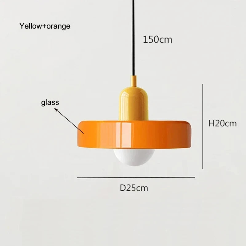 Bauhaus Glass Pendant Chandelier — Hand-Blown Shade