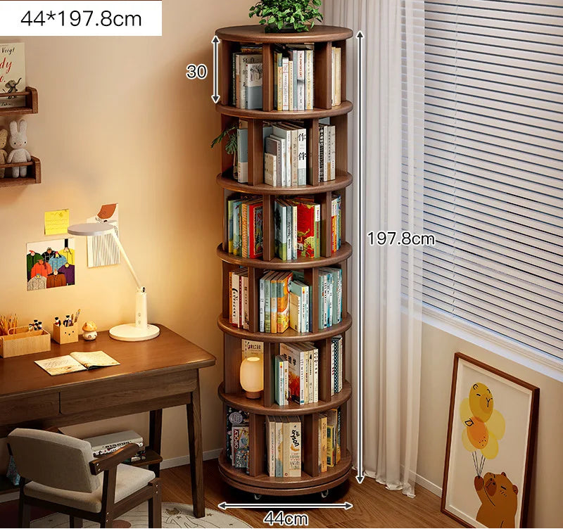 Solid Wood Rotating Bookshelf
