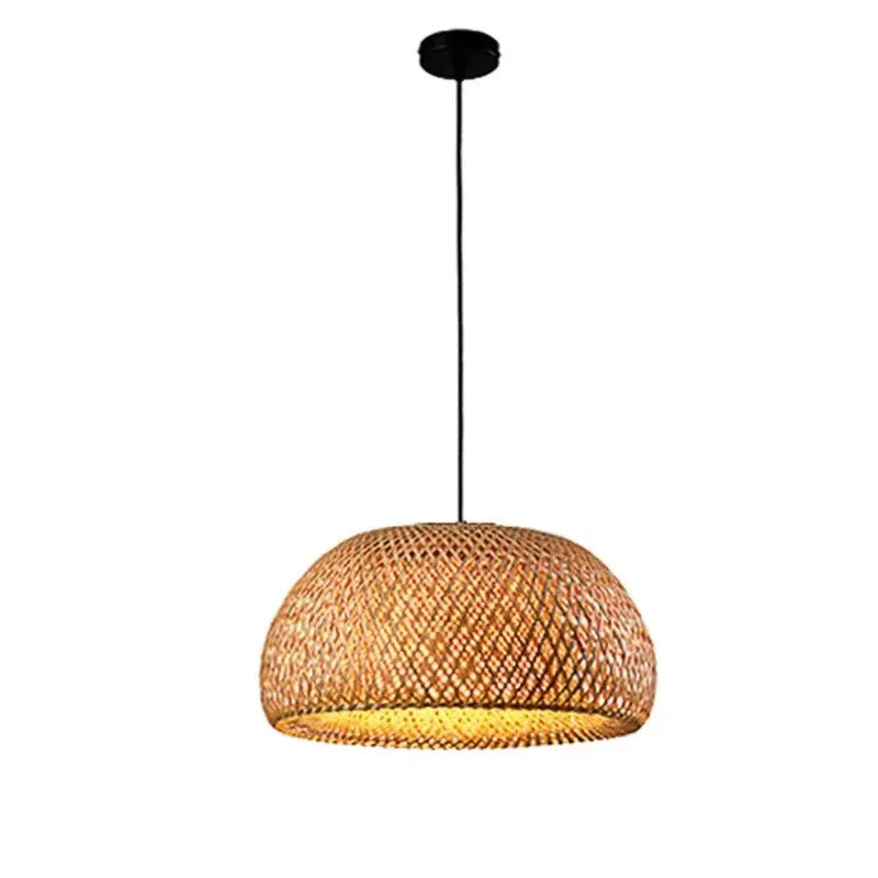 Hand-Woven Bamboo Lantern Pendant Lamp — Natural Rattan | E27 LED | 3 Finishes | Warm or White Light