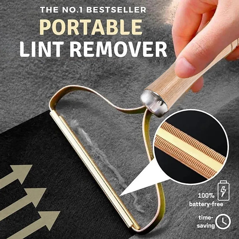 Manual Lint & Pet Hair Remover Brush — No Batteries, No Refills