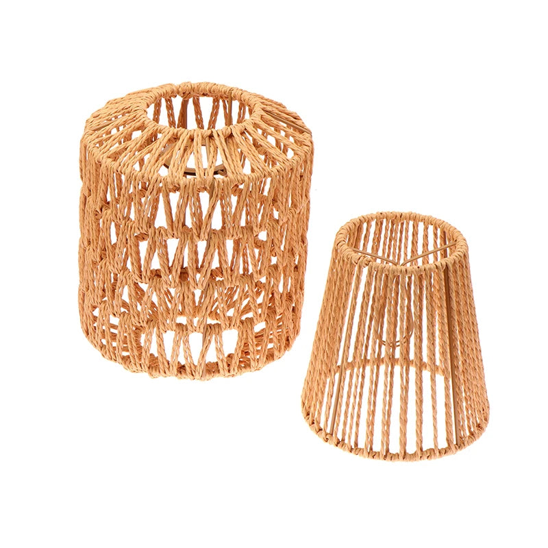 Handmade Woven Rope Lampshade — Rustic Vintage Iron Frame | 7 Styles | Bedroom, Living Room & Hotel