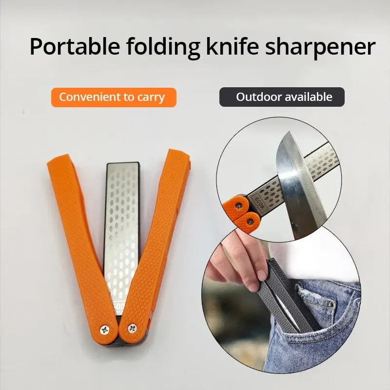 Portable Double-Sided Diamond Knife Sharpening Stone | 400/600 Grit | Foldable