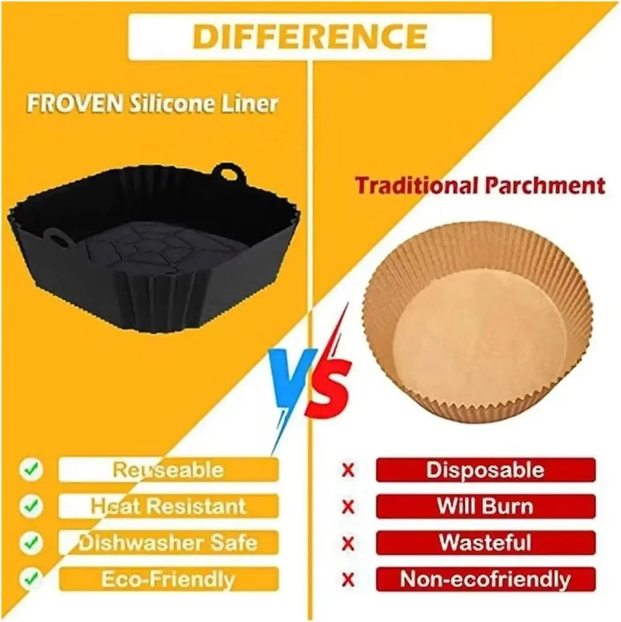 Reusable Silicone Air Fryer Liner — Foldable Non-Stick Baking Mat