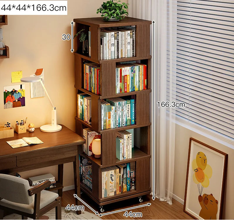 Solid Wood Rotating Bookshelf