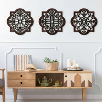 3-piece rustic wood geometric wall art set