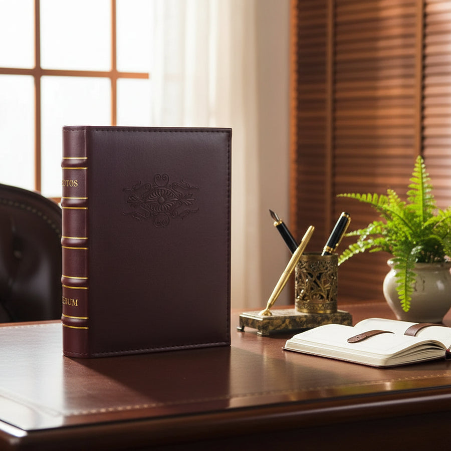 PU Leather Photo Album — 200+ Photos | 6-Inch Pockets | Gift Edition