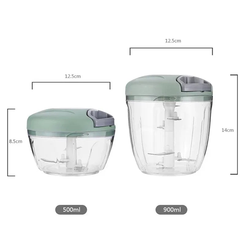 Manual Garlic Chopper & Vegetable Cutter — 500ml or 900ml, Stainless Steel Blades