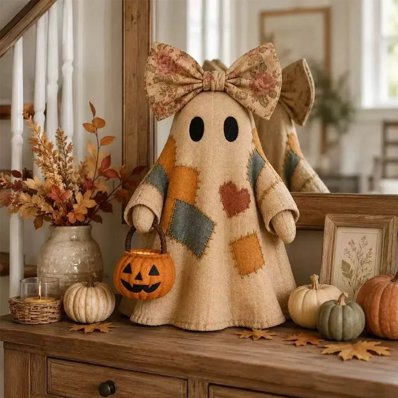 Patchwork Ghost Halloween Ornament