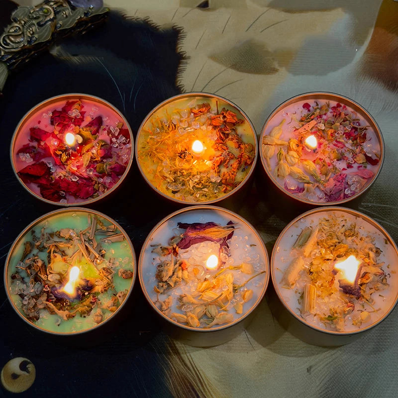 Crystal Dried Floral Soy Wax Candle — Iron Tin | 8 Fragrances | Gift Edition