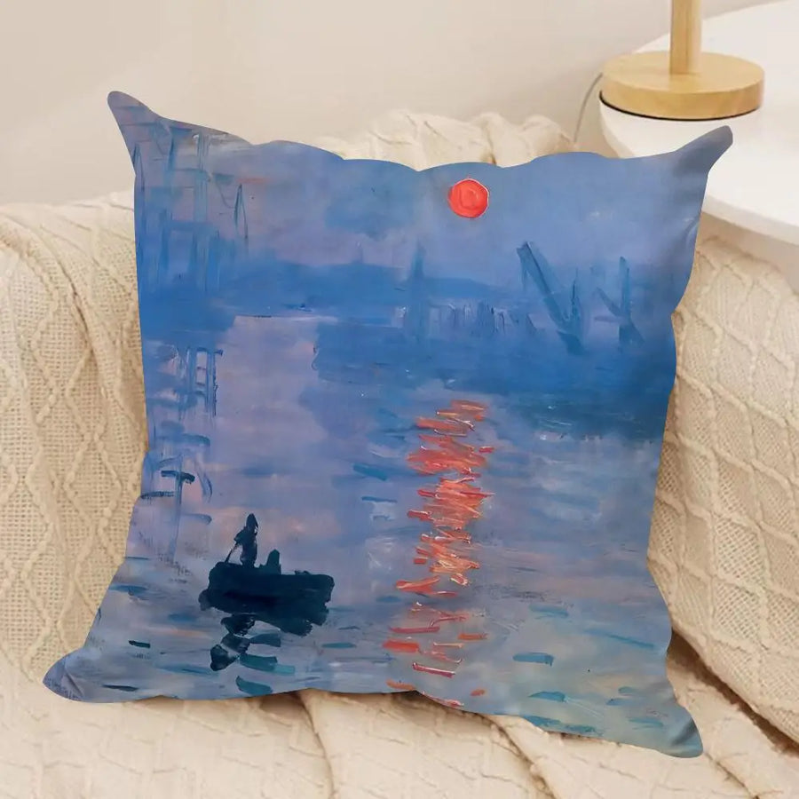 Claude Monet Art Cushion Cover — Silky Short Plush | Invisible Zipper | 10 Designs | 5 Sizes