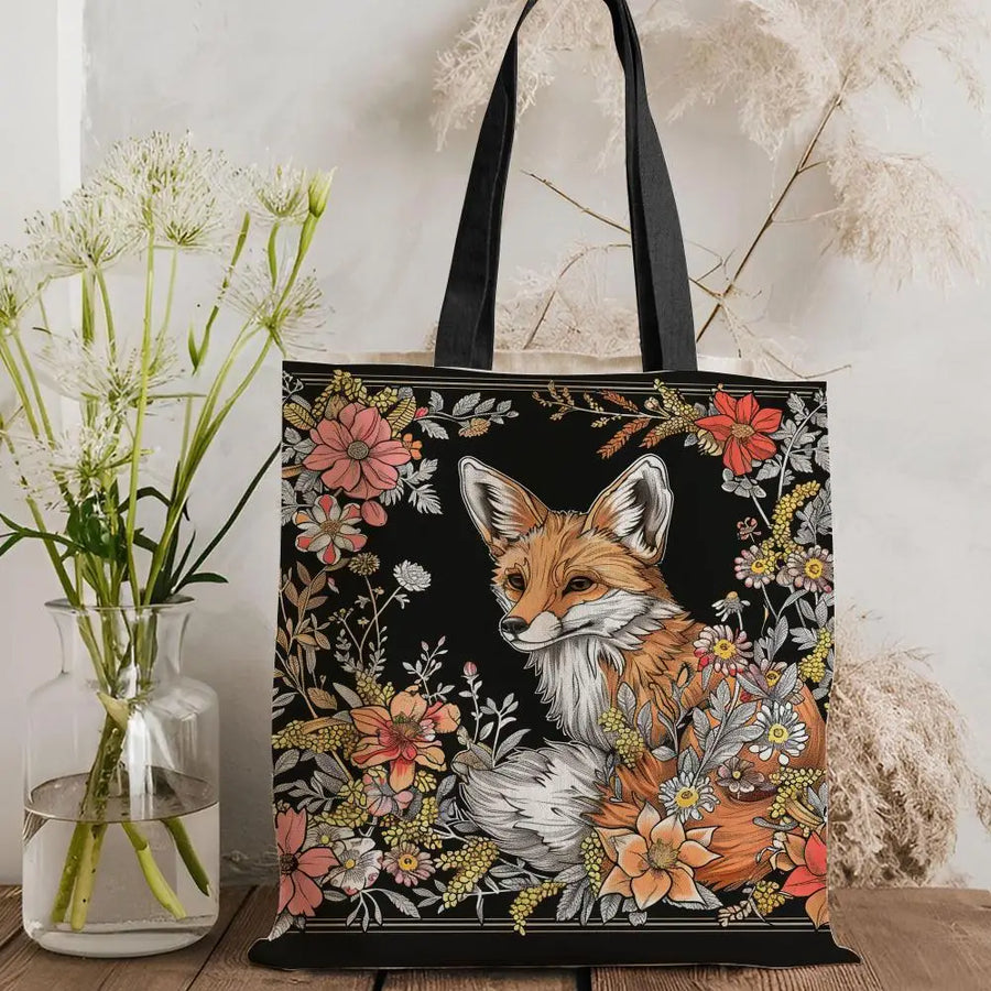 William Morris Art Fox Canvas Tote Bag — Eco Linen | Large Capacity