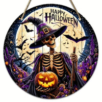 Round Wooden Halloween Sign
