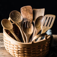 9-Piece Teak Cooking Utensil Set — With Holder | Kitchen Essential