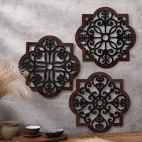 3-piece rustic wood geometric wall art set