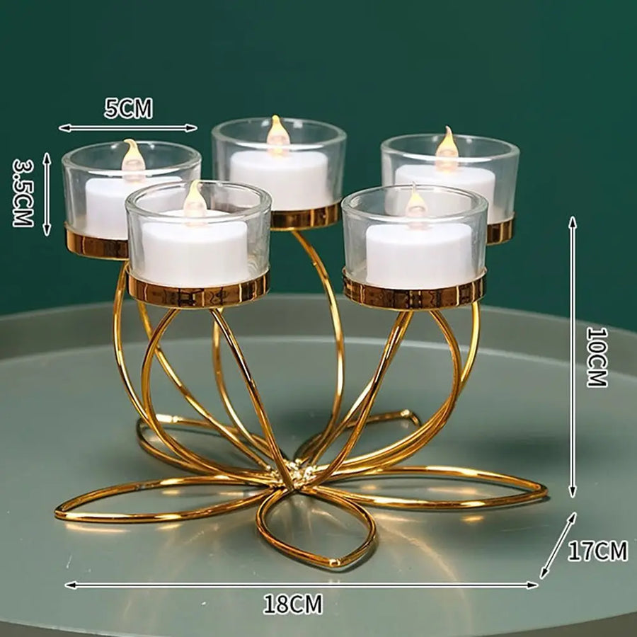 Gold Metal Candlestick Holder | Retro European Style | 1, 3, 4 & 5 Head